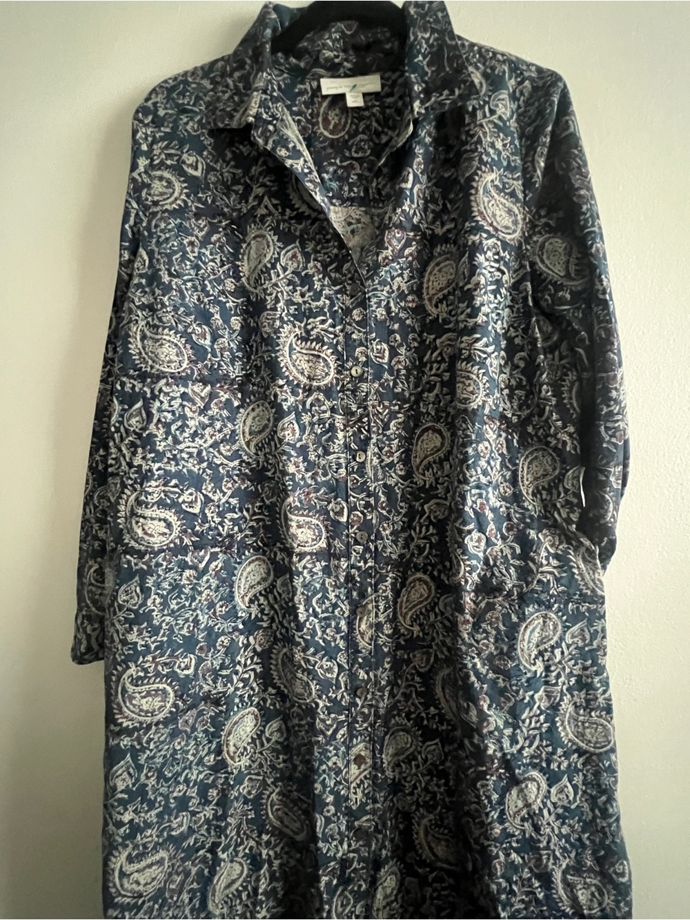 Pure  J.Jill Navy Paisley Button-Up Shirt dress size MP
